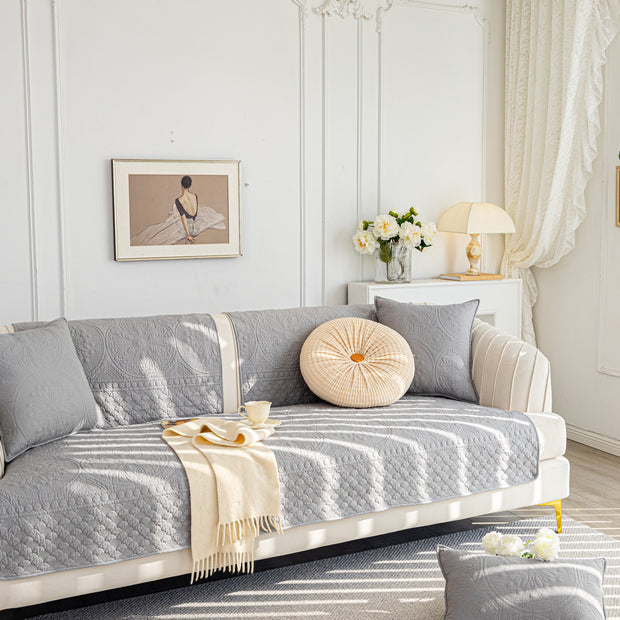 Slipcover KAS™ Cotton Quilted Sofa Cover, Non-Slip Couch Protector Fits Backrest, Seat & Armrest