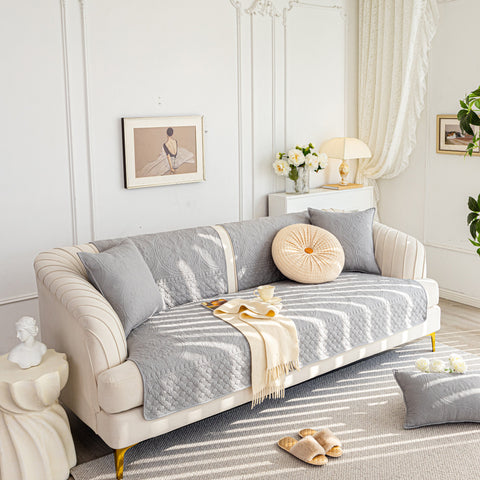 Slipcover KAS™ Cotton Quilted Sofa Cover, Non-Slip Couch Protector Fits Backrest, Seat & Armrest
