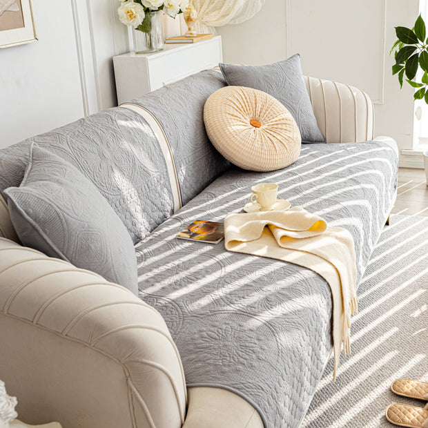 Slipcover KAS™ Cotton Quilted Sofa Cover, Non-Slip Couch Protector Fits Backrest, Seat & Armrest