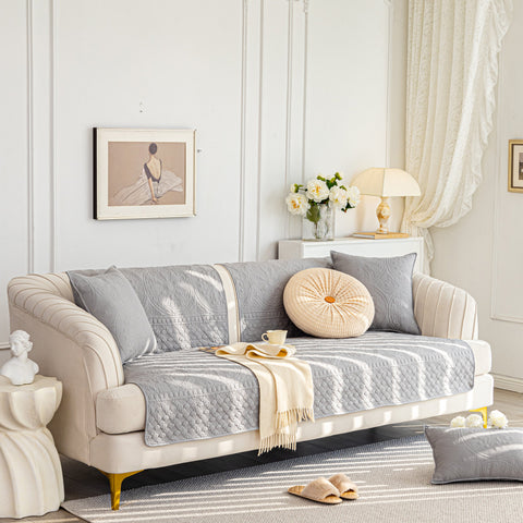 Slipcover KAS™ Cotton Quilted Sofa Cover, Non-Slip Couch Protector Fits Backrest, Seat & Armrest