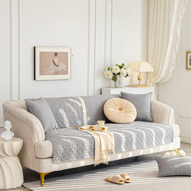 Slipcover KAS™ Cotton Quilted Sofa Cover, Non-Slip Couch Protector Fits Backrest, Seat & Armrest