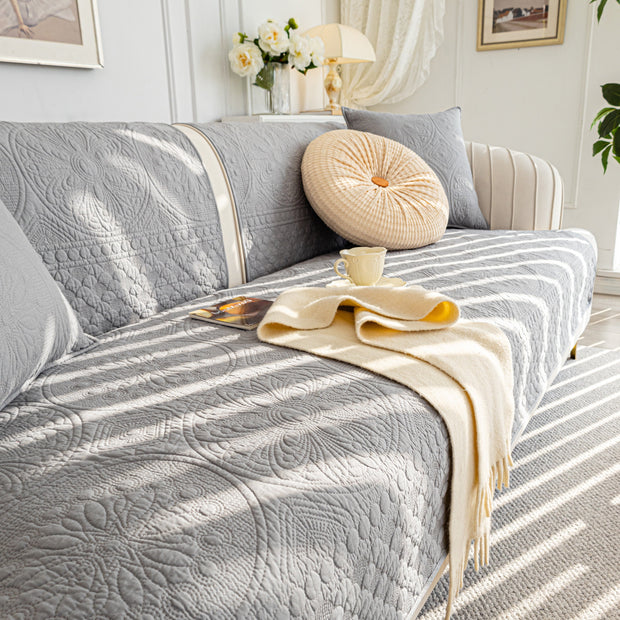 Slipcover KAS™ Cotton Quilted Sofa Cover, Non-Slip Couch Protector Fits Backrest, Seat & Armrest