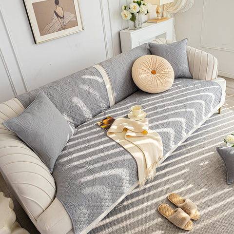 Slipcover KAS™ Cotton Quilted Sofa Cover, Non-Slip Couch Protector Fits Backrest, Seat & Armrest