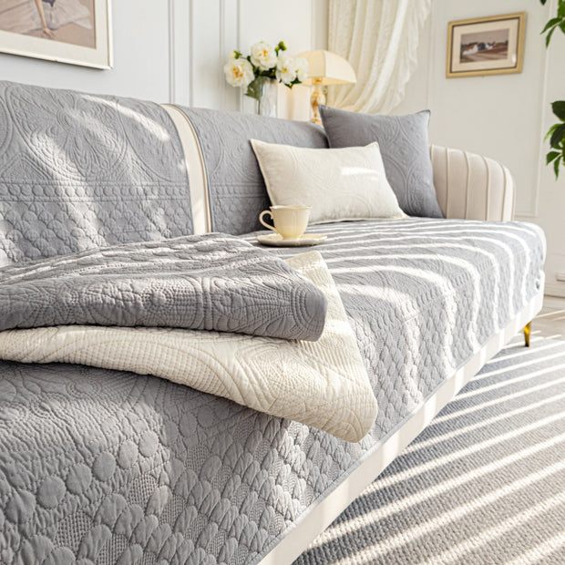 Slipcover KAS™ Cotton Quilted Sofa Cover, Non-Slip Couch Protector Fits Backrest, Seat & Armrest