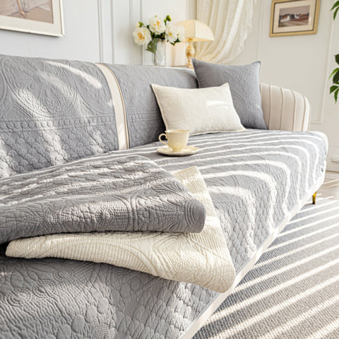 Slipcover KAS™ Cotton Quilted Sofa Cover, Non-Slip Couch Protector Fits Backrest, Seat & Armrest