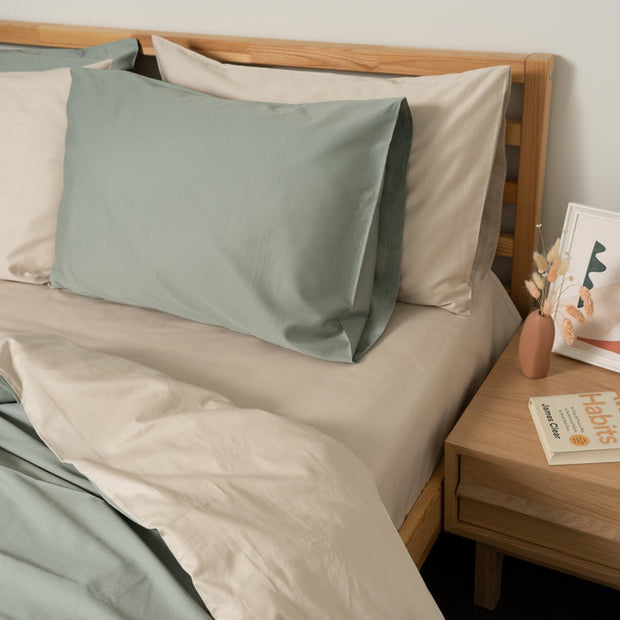 Homebird Organic Cotton Sateen Reversible Duvet Set