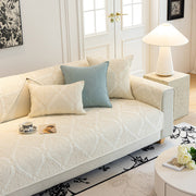 Slipcover KAS™ Baroque Sofa Cover – Quilted Cotton, Non-Slip, Washable with Ornate Embroidery