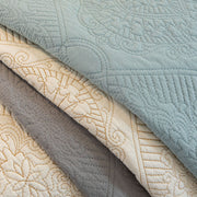 Slipcover KAS™ Baroque Sofa Cover – Quilted Cotton, Non-Slip, Washable with Ornate Embroidery