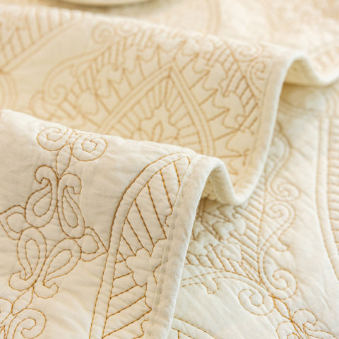 Slipcover KAS™ Baroque Sofa Cover – Quilted Cotton, Non-Slip, Washable with Ornate Embroidery