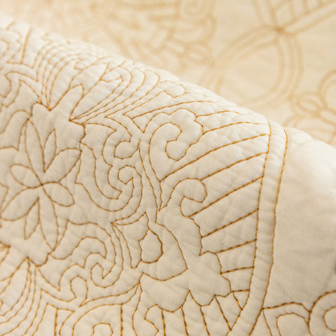 Slipcover KAS™ Baroque Sofa Cover – Quilted Cotton, Non-Slip, Washable with Ornate Embroidery
