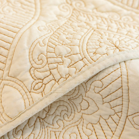 Slipcover KAS™ Baroque Sofa Cover – Quilted Cotton, Non-Slip, Washable with Ornate Embroidery