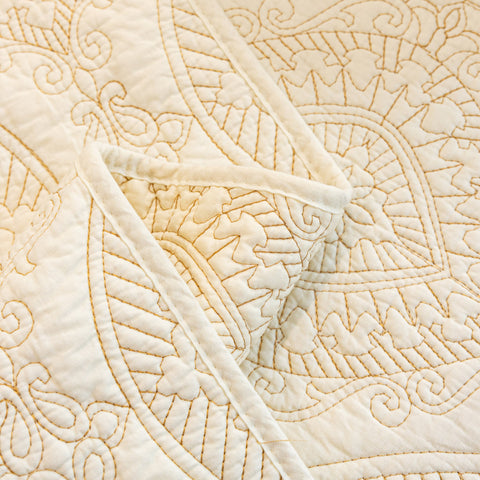 Slipcover KAS™ Baroque Sofa Cover – Quilted Cotton, Non-Slip, Washable with Ornate Embroidery