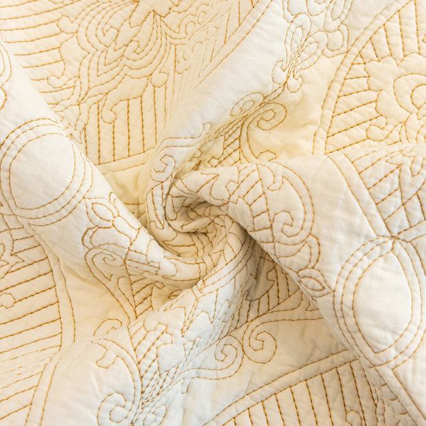 Slipcover KAS™ Baroque Sofa Cover – Quilted Cotton, Non-Slip, Washable with Ornate Embroidery