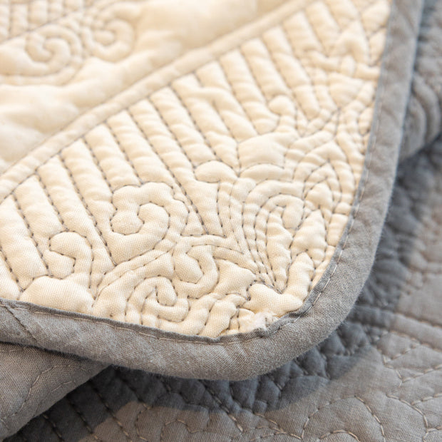 Slipcover KAS™ Baroque Sofa Cover – Quilted Cotton, Non-Slip, Washable with Ornate Embroidery