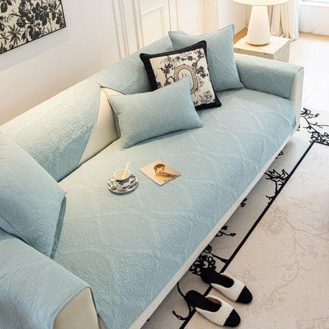 Slipcover KAS™ Baroque Sofa Cover – Quilted Cotton, Non-Slip, Washable with Ornate Embroidery