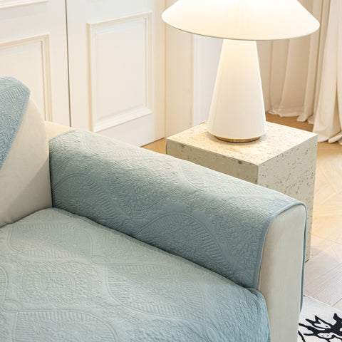 Slipcover KAS™ Baroque Sofa Cover – Quilted Cotton, Non-Slip, Washable with Ornate Embroidery