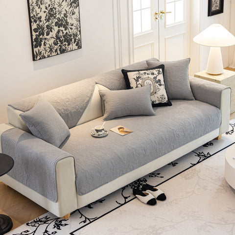 Slipcover KAS™ Baroque Floral Quilted Cotton Sofa Cover, Non-Slip Washable Couch Protector