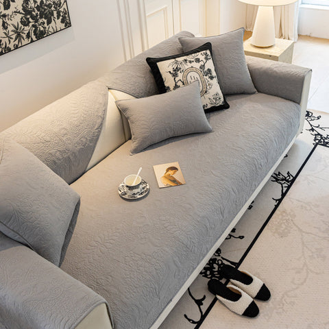 Slipcover KAS™ Baroque Floral Quilted Cotton Sofa Cover, Non-Slip Washable Couch Protector