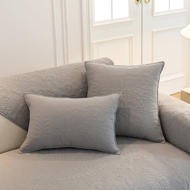 Slipcover KAS™ Baroque Floral Quilted Cotton Sofa Cover, Non-Slip Washable Couch Protector