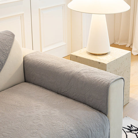 Slipcover KAS™ Baroque Floral Quilted Cotton Sofa Cover, Non-Slip Washable Couch Protector