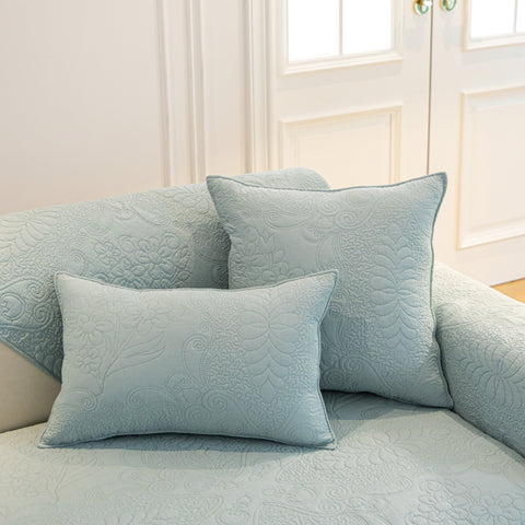 Slipcover KAS™ Baroque Floral Quilted Cotton Sofa Cover, Non-Slip Washable Couch Protector