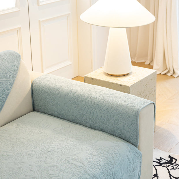Slipcover KAS™ Baroque Floral Quilted Cotton Sofa Cover, Non-Slip Washable Couch Protector