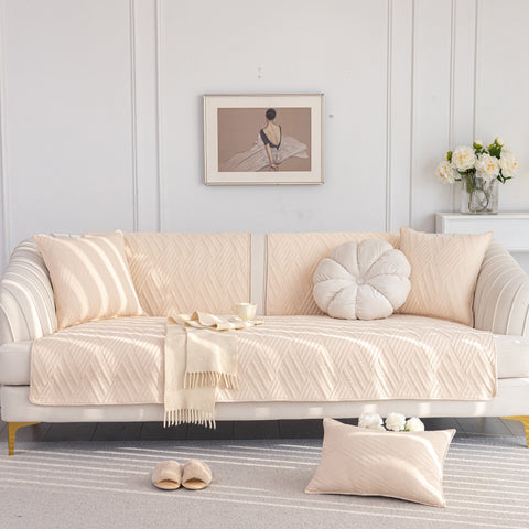 Slipcover KAS™ Quilted Geometric Cotton Sofa Cover, Non-Slip & Thick Padded Furniture Covers