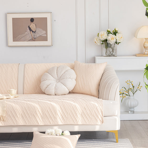 Slipcover KAS™ Quilted Geometric Cotton Sofa Cover, Non-Slip & Thick Padded Furniture Covers