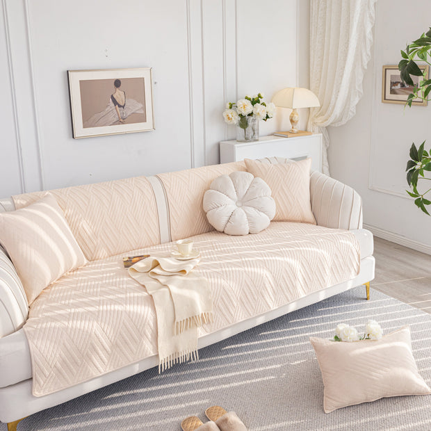 Slipcover KAS™ Quilted Geometric Cotton Sofa Cover, Non-Slip & Thick Padded Furniture Covers