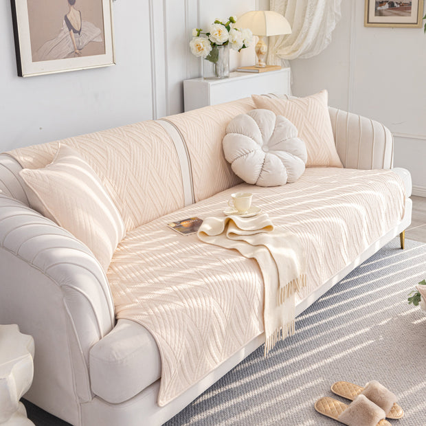 Slipcover KAS™ Quilted Geometric Cotton Sofa Cover, Non-Slip & Thick Padded Furniture Covers
