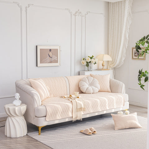 Slipcover KAS™ Quilted Geometric Cotton Sofa Cover, Non-Slip & Thick Padded Furniture Covers