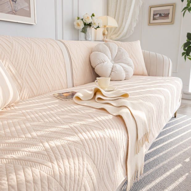 Slipcover KAS™ Quilted Geometric Cotton Sofa Cover, Non-Slip & Thick Padded Furniture Covers