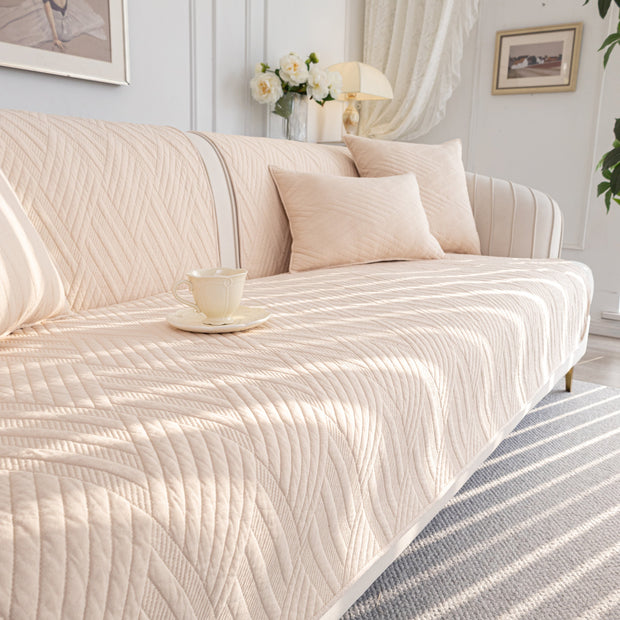 Slipcover KAS™ Quilted Geometric Cotton Sofa Cover, Non-Slip & Thick Padded Furniture Covers