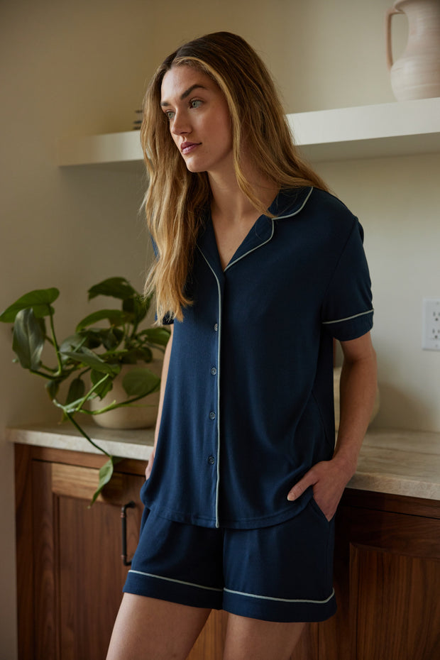 Cozy Earth Rib Knit Classic Short Sleeve Pajama Set