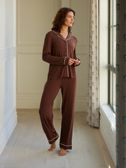 Cozy Earth Rib Knit Classic Long Sleeve Pajama Set