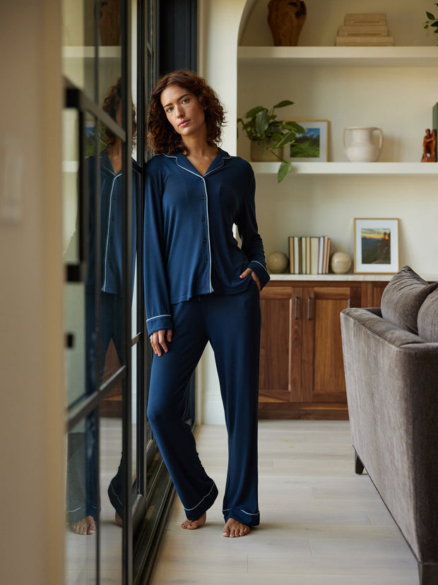 Cozy Earth Rib Knit Classic Long Sleeve Pajama Set