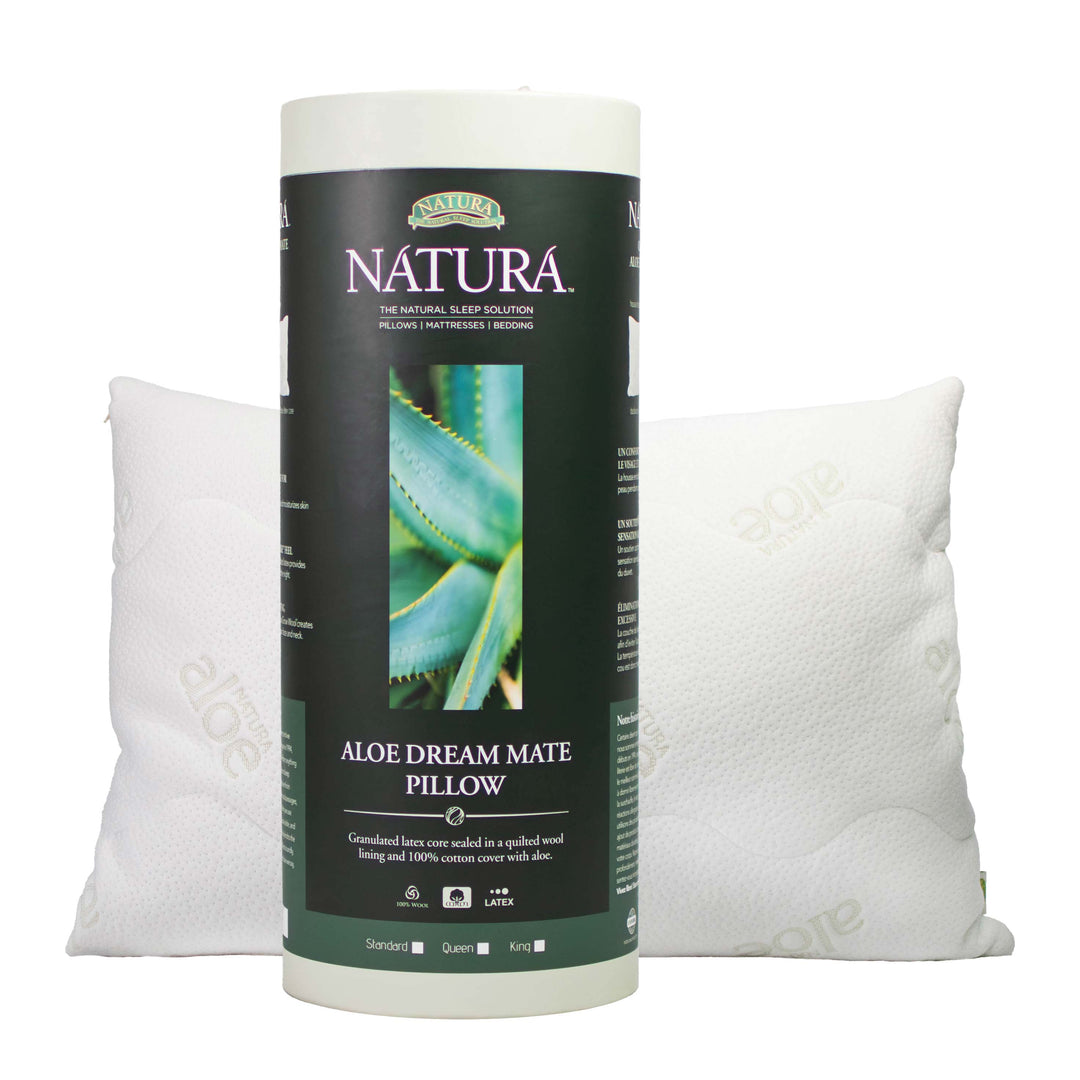 Natura Aloe Infused Dream Mate Granulated Latex Wool Pillow Natural Linens