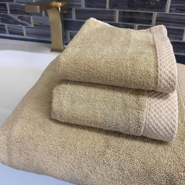BedVoyage Bamboo Towel Set 3p Luxury Viscose - Champagne