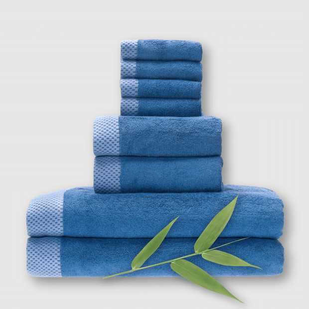 BedVoyage Bamboo Towel Set 8pc Luxury Viscose - Indigo