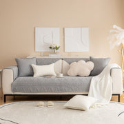 Slipcover KAS™ Geometric Textured Cotton Quilted Sofa Cover, Non-Slip Washable Couch Protector