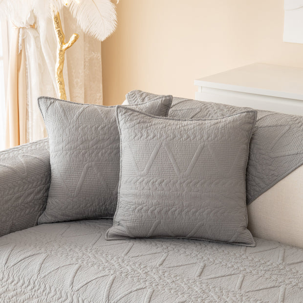 Slipcover KAS™ Geometric Textured Cotton Quilted Sofa Cover, Non-Slip Washable Couch Protector