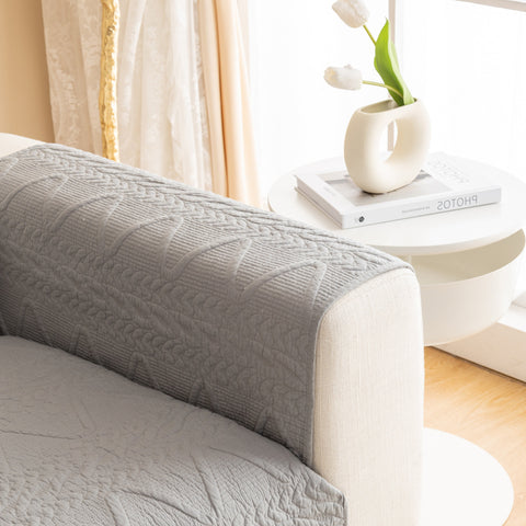Slipcover KAS™ Geometric Textured Cotton Quilted Sofa Cover, Non-Slip Washable Couch Protector