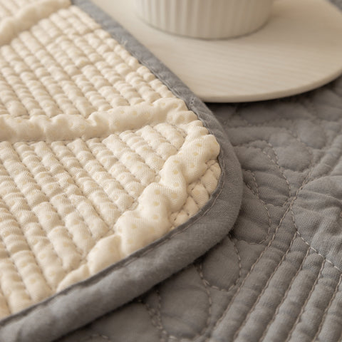 Slipcover KAS™ Geometric Textured Cotton Quilted Sofa Cover, Non-Slip Washable Couch Protector