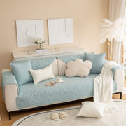 Slipcover KAS™ Geometric Textured Cotton Quilted Sofa Cover, Non-Slip Washable Couch Protector