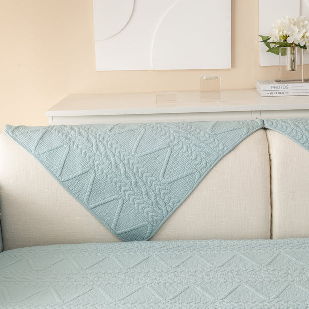 Slipcover KAS™ Geometric Textured Cotton Quilted Sofa Cover, Non-Slip Washable Couch Protector
