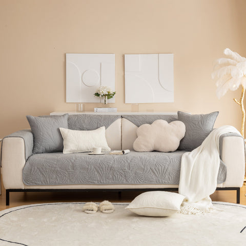 Slipcover KAS™ Embossed Leaf Cotton Quilted Sofa Cover Non-Slip Couch Protector with Thick Padding