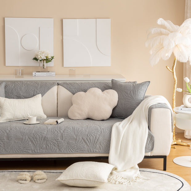 Slipcover KAS™ Embossed Leaf Cotton Quilted Sofa Cover Non-Slip Couch Protector with Thick Padding