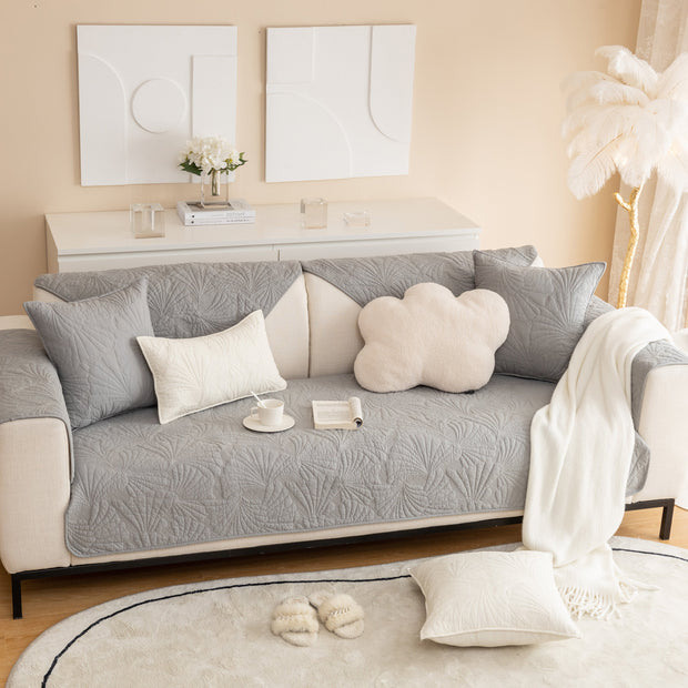 Slipcover KAS™ Embossed Leaf Cotton Quilted Sofa Cover Non-Slip Couch Protector with Thick Padding