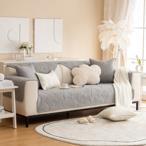 Slipcover KAS™ Embossed Leaf Cotton Quilted Sofa Cover Non-Slip Couch Protector with Thick Padding
