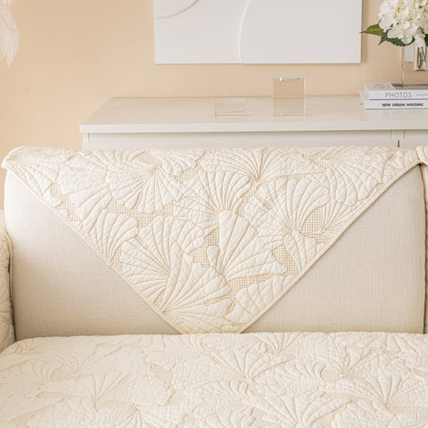 Slipcover KAS™ Embossed Leaf Cotton Quilted Sofa Cover Non-Slip Couch Protector with Thick Padding